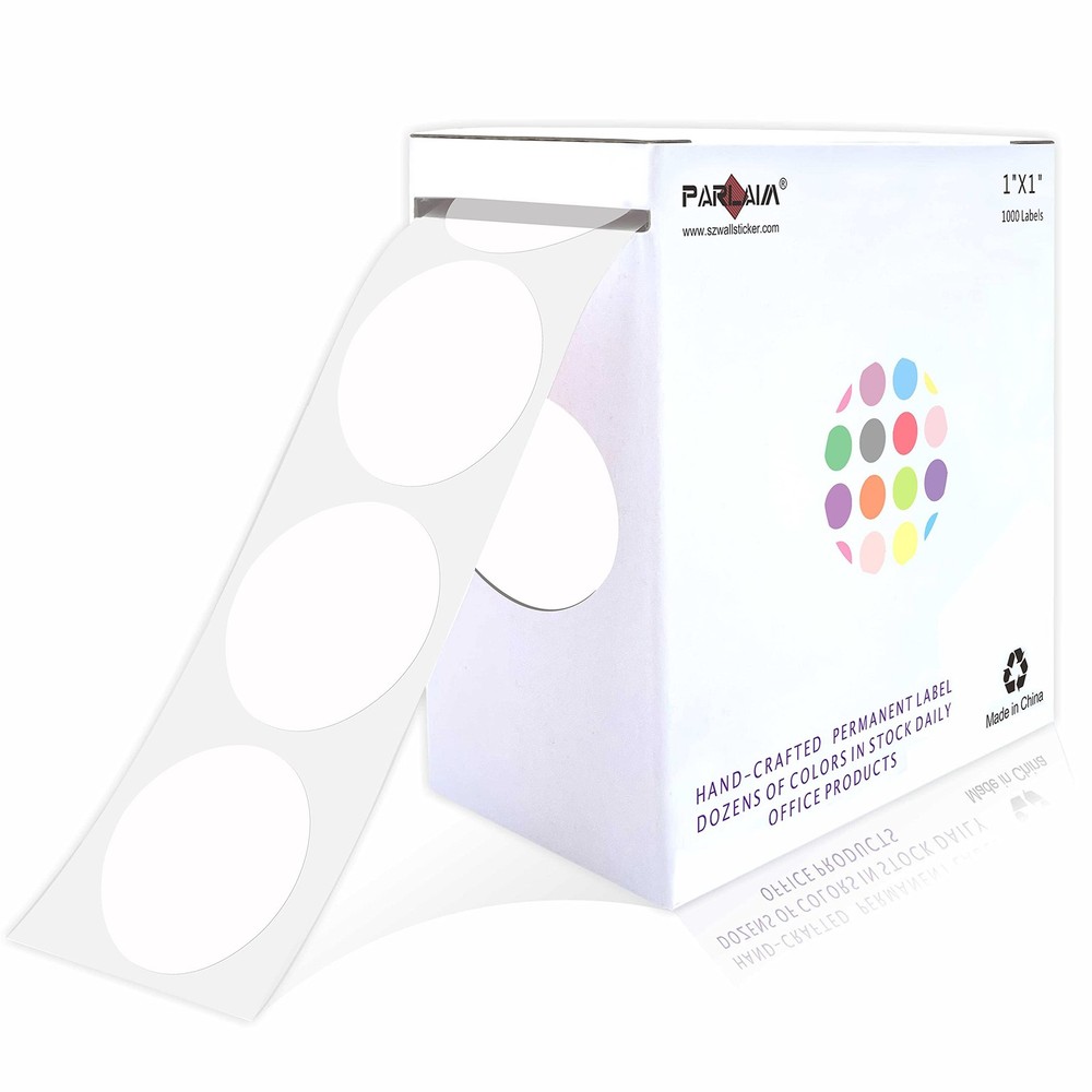 PARLAIM 1″ White Round Color Coding Circle Dot Labels on a Roll, 1000 Sticker…