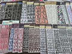 Lot of 54 Pkgs Alphabet/Number 3D Foam Glittery Shiny Cardstock Stickers NEW