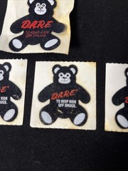Vintage Stickers D.A.R.E. Fuzzy Bear Lion Lot Of 5 Dare Textured Black 80’s