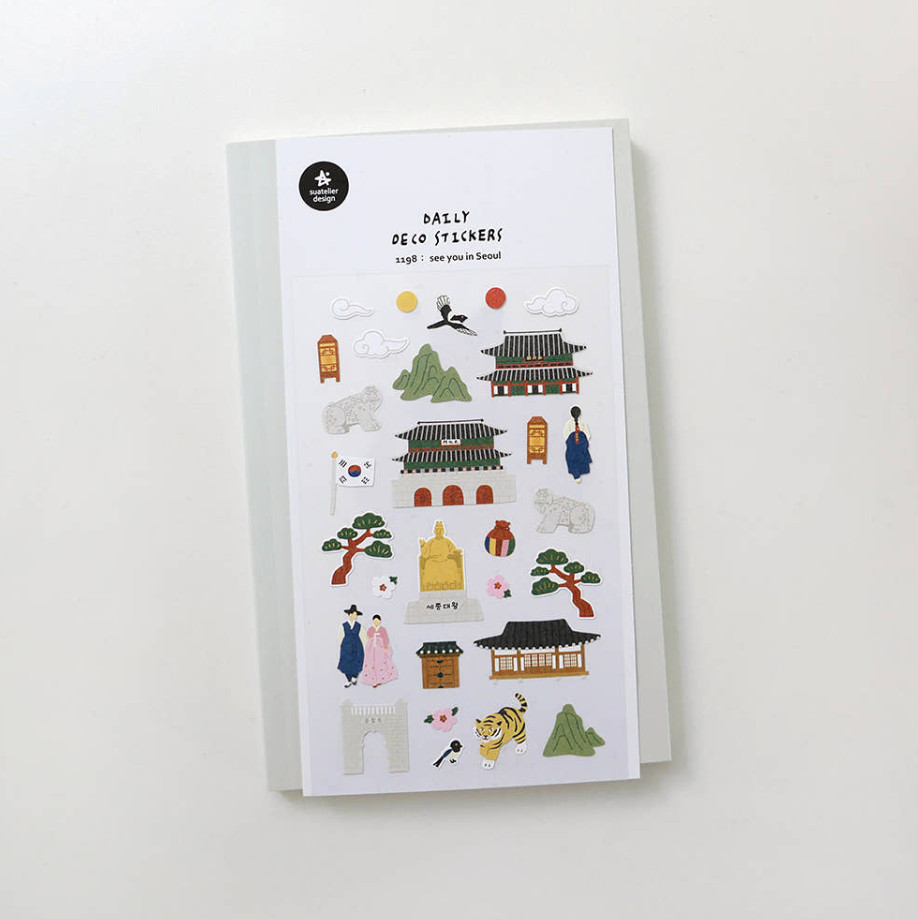 Aesthetic Seoul City Stickers for Journaling Diary Deco Korean Stationery
