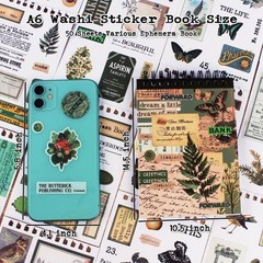 488PCS Vintage Scrapbook Stickers, 50 Sheets Precut Washi Stickers for Journali