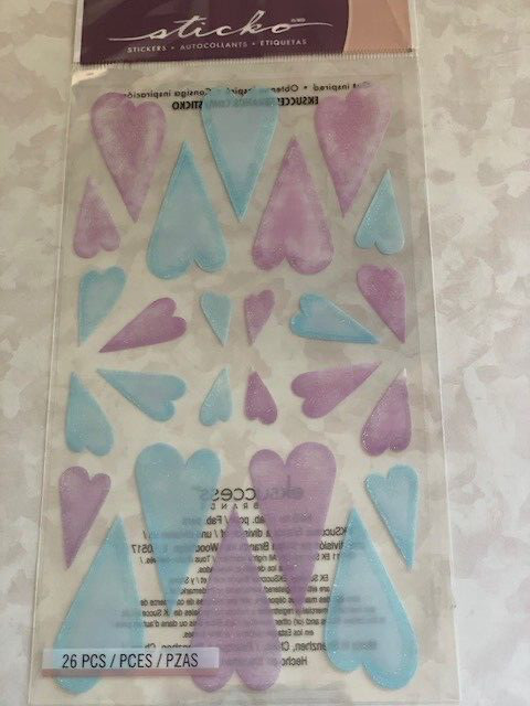 STICKO EK SUCCESS STICKERS GLITTER HEARTS MULTI-COLORS-SIZES HEARTS 26PCS