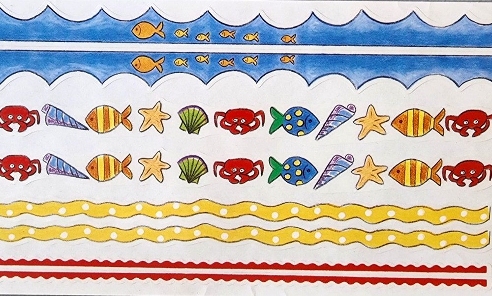 Vintage 1999 MAMBI Summer Kids Beach Borders Clear Stickers Scrapbooking 12″ NOS