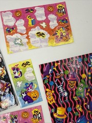 Vintage Lisa Frank Halloween Unicorn Skeletons Pumpkins Kittens Stickers Lot