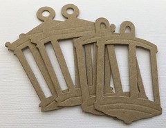 {4} *HANGING LANTERNS* Bare Lamp Light – Vintage Chipboard Die Cuts – 2 of Each