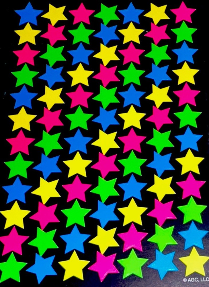 STARS✨105✨STICKERS✨⭐️✨💙✨⭐️✨💛✨⭐️✨🩷✨⭐️✨💚✨6” X 4”✨AWESOME✨💫