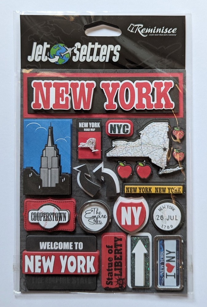 New York United States Travel Scrapbooking Stickers by Reminisce Jet Setters