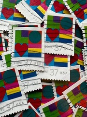 LOVE & HEARTS Vintage Bundles Used Stamps – 25 / packet – choose your favorite