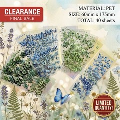 Clearance: 40 Ultimate Blue & Green Butterfly Sticker Sheets (PET, 60x175mm)