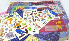 Disney & Mickey Mouse Themed Scrapbook Craft Lot – 12 x 12 Papers and Stickers