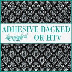 Black & Silver Pattern #4 DAMASK PATTERN Adhesive Vinyl or HTV Heat Transfer