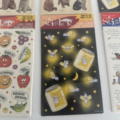 VTG Stickers Lot American Greeting 6 Packs Dogs Cats Fruit Religious Fireflies