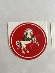 Vintage Christmas Stickers Unicorn Prism Mod 80s Wreath Green & Red Set of 2