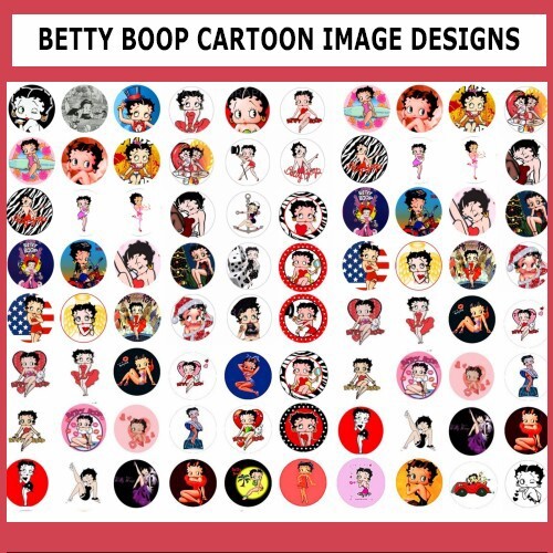 100 Precut BOOP CARTOON CHARACTER GIRL BETTY BOTTLE CAP CHARM TRAY IMAGES 1 inch