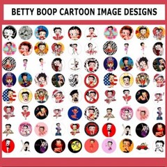 100 Precut BOOP CARTOON CHARACTER GIRL BETTY BOTTLE CAP CHARM TRAY IMAGES 1 inch