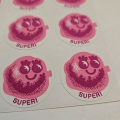Vintage CTP 1977 Scratch & Sniff Stickers BUBBLE GUM «Super!» ’77 Sheet