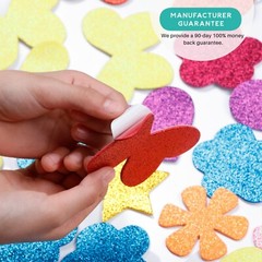 Incraftables Glitter Foam Stickers 100pc, Self Adhesive Kids Craft Shapes