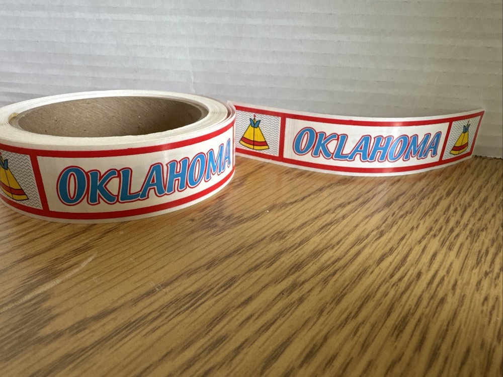 S.R.M. State Titles Banner Stickers Oklahoma Sticker Roll Vintage HTF