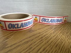 S.R.M. State Titles Banner Stickers Oklahoma Sticker Roll Vintage HTF