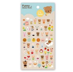 CUTE TEDDY BEAR GEL STICKERS Sheet Animal Craft Kids Scrapbook Sticker Bebe
