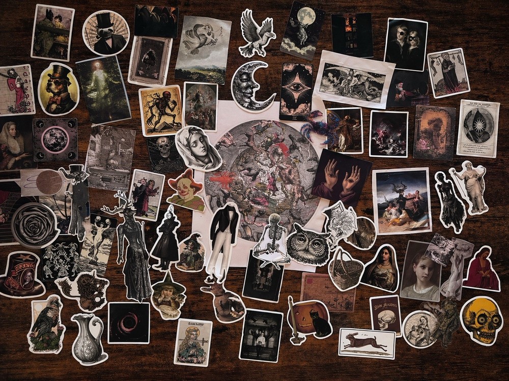 Vintage Gothic Dark Academia Sticker Lot Witch Occult Victorian Art Ephemera 75+