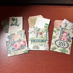 One Hand made junk journal Pockets vintage green vintage rose botanical