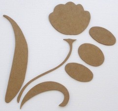 {3} TULiP FLOWER – Bare Unfinished Chipboard Die Cuts – 4 1/2″