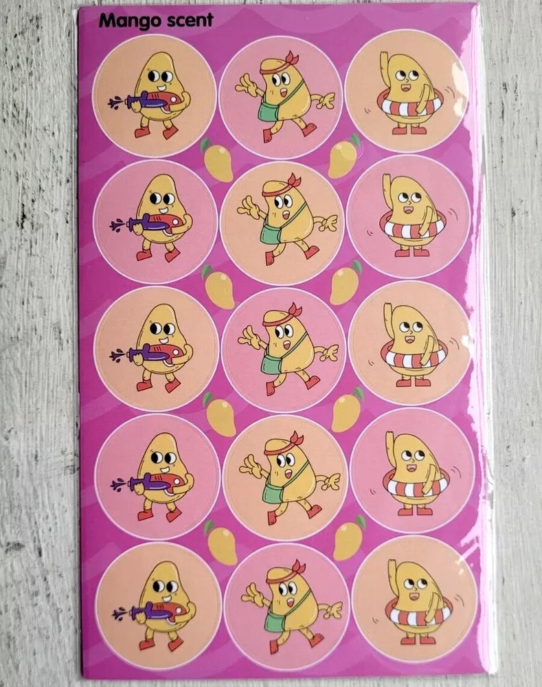Vintage Scratch N Sniff Stickers Retro 80s 90s Food Mango Fruit Sticker 1 Sht