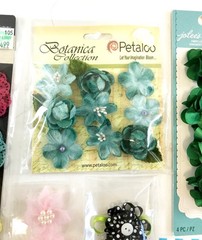 Fabric Flowers Bows Embellishment Sticker LOT Jolees Offray Petaloo