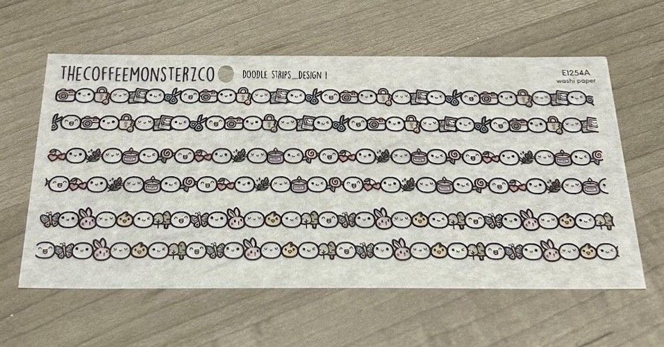 TheCoffeeMonsterzCo Emoti Doodle Strips Washi Paper Sticker Set Design 1 TCMC