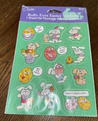 NEW SEALED VTG CARLTON American Greetings Rolly Eyes Easter Stickers Cute Funny
