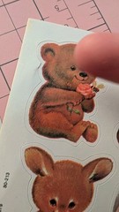 Vintage Stickers Dennison Animals Koala Kangaroo Raccoon 1 Sheet READ