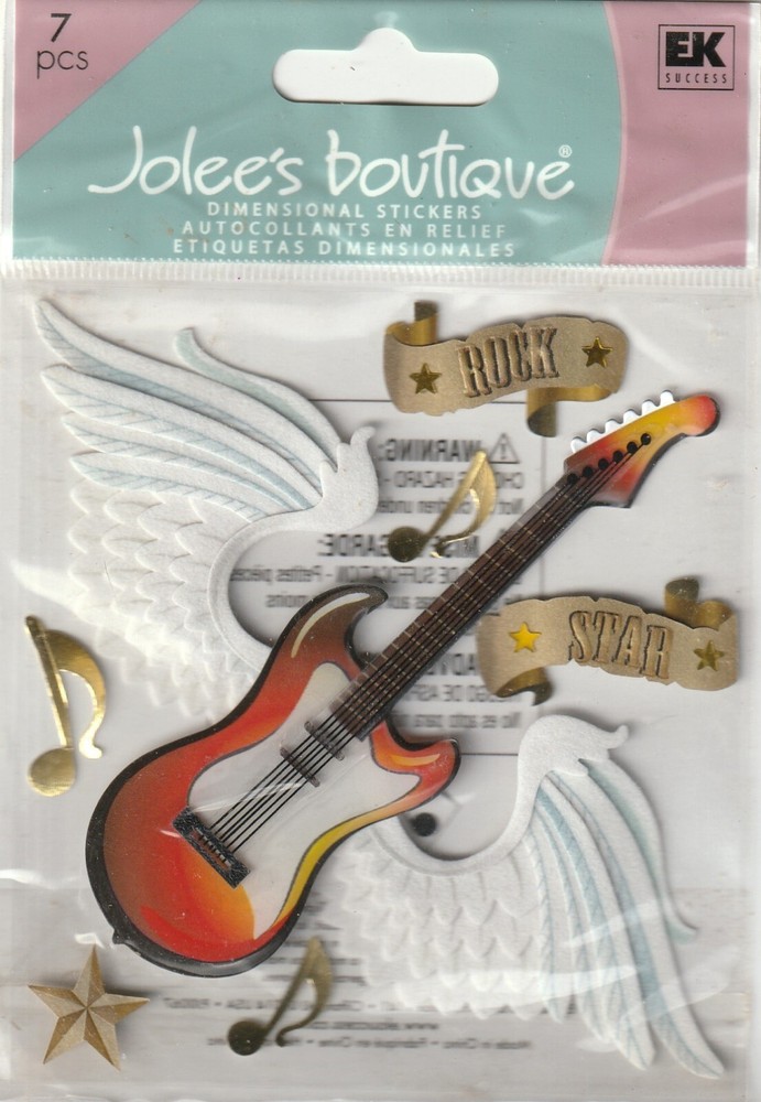 Jolee’s Boutique 3D Stickers ROCK STAR Guitar Wings Theme 81351 Fast FREE Ship!