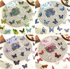 COMNICO 240PCS Butterfly Stickers, PET Waterproof Transparent Colorful Resin Dec