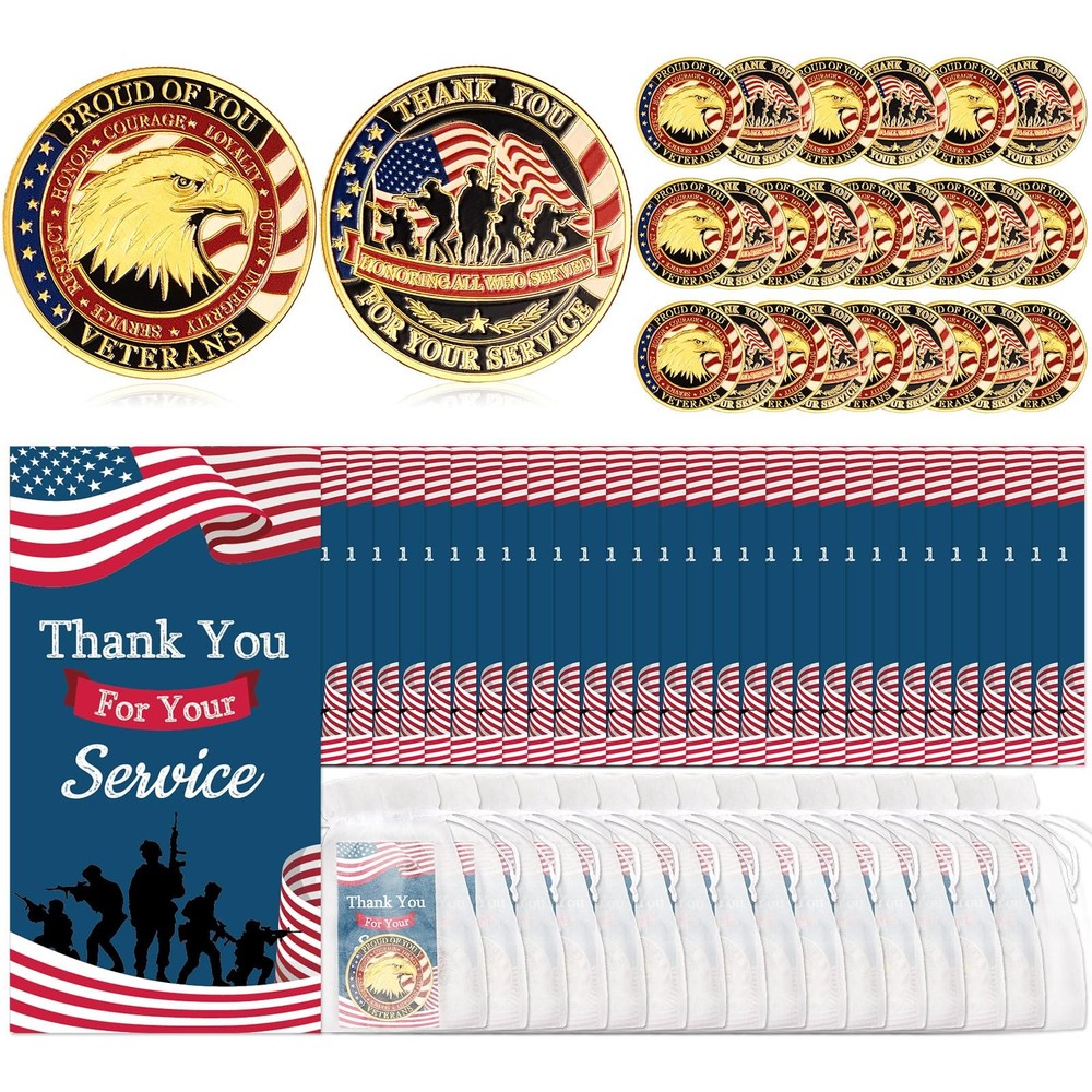 50 Pcs Military Challenge Coins Gift Bulk Thank You for Your Service American