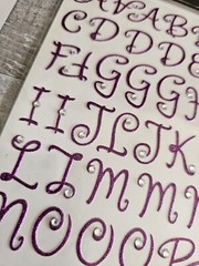 Sticker Lot – Alphabet Scrapbooking Stickers Letters Silver Pink Purple Gem #177