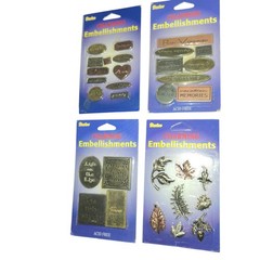Darice Charming Embellishments Metal Scrapbooking Charms Lot 4 Packs Word Leaf