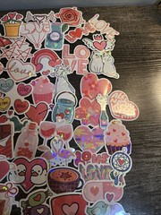 Pink Red Multicolor Love Hearts Valentines Flakes Stickers 80 count