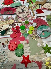 Christmas lot scrapbook planner journal junk collage ephemera paper crafting art