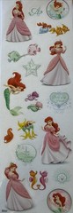 GLITTERED PRINCESS ARIEL Mylar Stickers(18pc)Disney•Little Mermaid•Card Making•