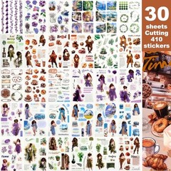 Scrapbook Stickers Book – 400 Aesthetic Pre-Cut People & Washi Stickers Beige