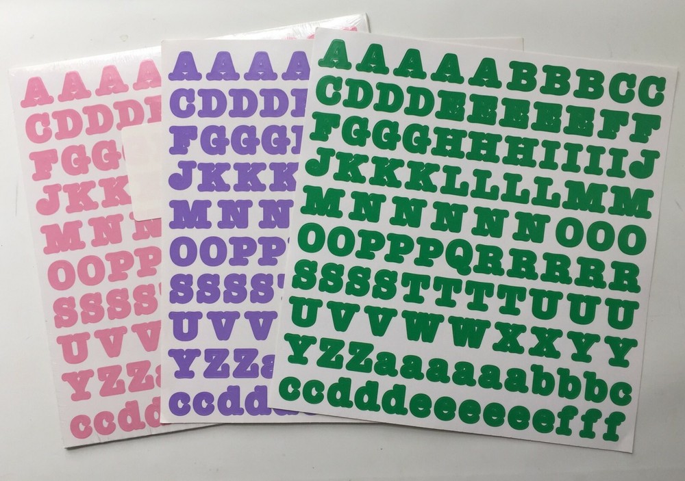 Creative Memories LARGE ABC/123 Stickers BOLD font Light PURPLE, PINK or GREEN