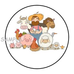 30 FARM BARN ANIMALS ENVELOPE SEALS LABELS STICKERS 1.5″ ROUND PARTY FAVORS