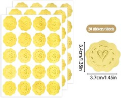 10/500 Pcs Gold Embossed Wax Seal Looking Heart Envelope Seals for Wedding Party