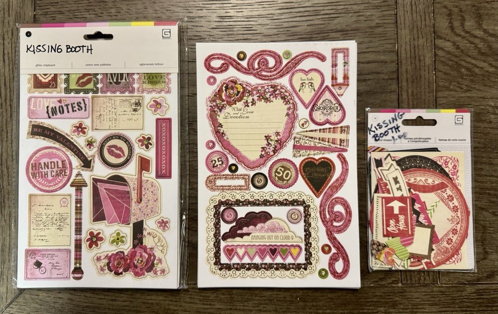 Basic Grey *KISSING BOOTH* Coordinating Chip Stickers & Die Cut Shapes +BONUS