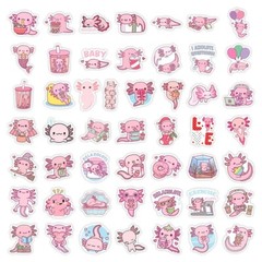 50Pcs Cute Kawaii Cartoon Axolotl Stickers DIY Aesthetic Decals for Phone,Laptop