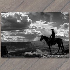 STICKER Cowboy Horseback Wild West Old School Retro Scenic Cliff Mountains Fun