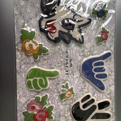 Coach Puffy Stickers Multicolor Flowers Hand Signs Animals F58566