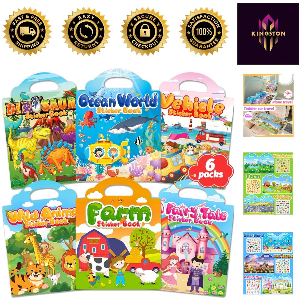 Educational Reusable Sticker Book for Toddlers – 6 Themes for Creative Play