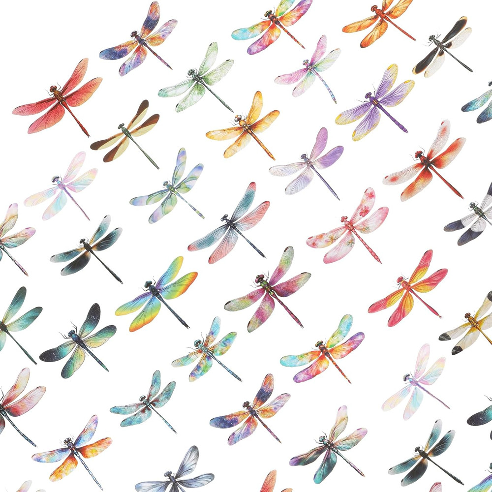 50Pcs Transparent Dragonfly Stickers for Crafts Waterproof Dragonfly Sticker Dec